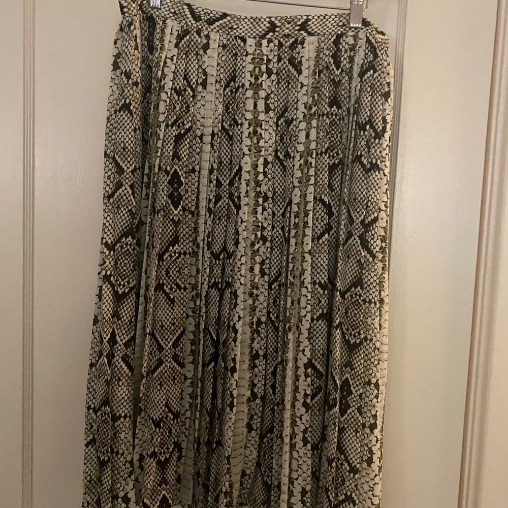 J. Crew Snakeskin Print Pleated Maxi Skirt